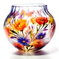 Colorful glass vase with floral pattern on a white background Royalty Free Stock Photo