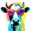 Colorful Glasses: A Cool Cow In Steampunk Style