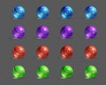 Colorful glassy magic balls set, cartoon fantasy game assets. Royalty Free Stock Photo