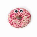 Colorful glazed donut with funny eyes Royalty Free Stock Photo
