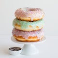 Colorful Glazed Donuts on Cake Stand Royalty Free Stock Photo