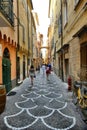 Colorful glimpse of ancient narrow streets Carrugi typical of Ligurian Riviera