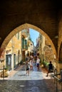 Colorful glimpse of ancient narrow streets Carrugi typical of Ligurian Riviera