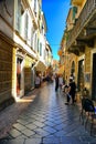 Colorful glimpse of ancient narrow streets Carrugi typical of Ligurian Riviera