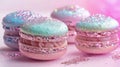 Colorful Glitter Macarons on a Shimmering Background