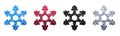 Colorful Glitter Snowflakes in Blue, Wine, Black, and Silver