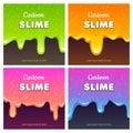 Colorful glittery slimy dribbles. Slime backgrounds set.