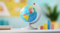 colorful globe representing global business intelligence with data points and charts. Ideal for market analysis and Royalty Free Stock Photo