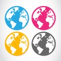 Colorful globe sticker set Royalty Free Stock Photo