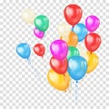 Colorful Glossy Balloons on Transparent Background. Party and Celebration Concept Vector Illustration. Royalty Free Stock Photo