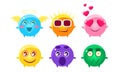Colorful Glossy Balls Cartoon Characters Set, Cute Funny Fantastic Monsters with Various Emotions Vector Illustration Royalty Free Stock Photo