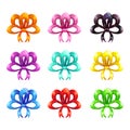 Colorful glossy bows icons set. Royalty Free Stock Photo