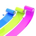 Colorful glossy paint rollers with color strokes Royalty Free Stock Photo