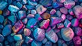 Colorful glossy pebbles in close-up view