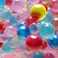 Colorful glossy plastic abstract 3D background, shiny rubber waves and bubbles, silicone parts