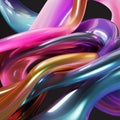 Colorful glossy plastic abstract 3D background, shiny rubber waves and bubbles, silicone parts