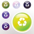 Colorful glossy recycle button Royalty Free Stock Photo