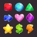 Colorful glossy shapes icons set