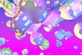 Colorful glossy soap like liquid or bubbles abstract gradient texture or background 3D illustration - soft focus background design Royalty Free Stock Photo