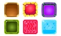 Colorful Glossy Squares Set, Shiny Buttons, Game User Interface Assets Vector Illustration