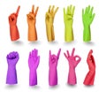 Colorful gloves signs on white