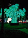 Colorful glowing art installation in the glow garden dubai.
