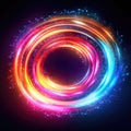 Colorful glowing circle in the shape of a ring on a black background Royalty Free Stock Photo
