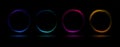 Colorful glowing dynamic waves in circle shape with reflection isolated on black background. Abstract vector Royalty Free Stock Photo