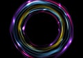 Colorful glowing electric neon rings circles background