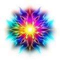 Vibrant Neon Abstract Flower: Mystic Symbolism In Colorful Flames