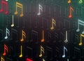 Colorful  glowing music notes on black background abstract 3d illustration Royalty Free Stock Photo