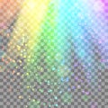 Colorful glowing light. Rainbow rays. Rainbow . Glaring effect with transparency. Graphic element for documents, templates,