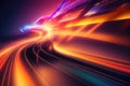 Colorful glowing lighttrail background, generative ai Royalty Free Stock Photo