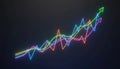 Colorful glowing lines form an abstract financial data chart Royalty Free Stock Photo