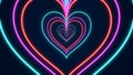 Colorful glowing neon-like heart tunnel background for Valentine\'s Day.