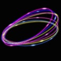 Colorful glowing neon rings in motion