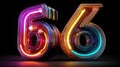 colorful glowing number sixty six Royalty Free Stock Photo
