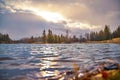 Colorful Sunrise Sky Over Cascade Ponds Royalty Free Stock Photo