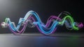Colorful glowing waveform visualization on dark background Royalty Free Stock Photo