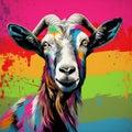 Colorful Goat In Bold Pop Art Style