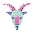 Colorful goat head, capricorn zodiac sign, modern design