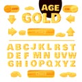 Colorful gold font for the creation and design of interface of mobile games and applications. Vector
