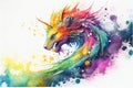 Colorful golden fantasy lion dragon dog animal painting