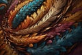 Colorful golden feather, generative AI