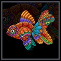 Colorful golden fish mandala arts Royalty Free Stock Photo