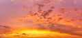 Colorful golden hour sky and softness clouds and glowing sunlight, panoramic nature background Royalty Free Stock Photo