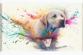 Colorful golden labrador retriever dog painting