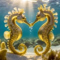 Seahorses facing each other making a heart shape