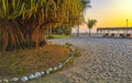 Colorful golden sunset big wave and beach Puerto Escondido Mexico Royalty Free Stock Photo