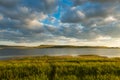 Colorful golden sunset over the lake Tus, Republic Of Khakassia, Russia. Royalty Free Stock Photo